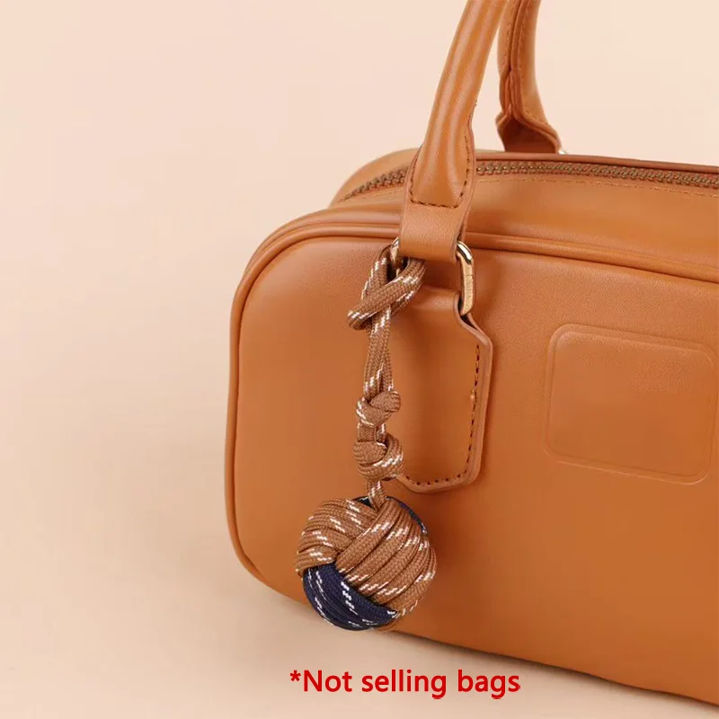 Ins style handbag charm, hand woven double colored ball cute creative hanging rope Nylon rope lock ball bag accessories