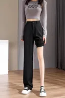 Petite Straight-leg Pants Elegant Casualtrousers Slimmingbell Bottoms Women's Draped Trousers Summer Style