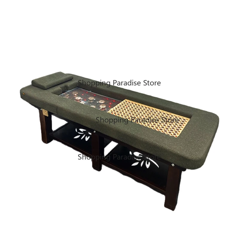 Modern Solid Wood Leather Thai Massager Bed Back Heating & Fumigation Headrest PVC Material for Living Room Bathroom Therapy Use
