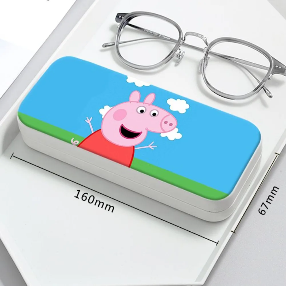 Peppa Pig 16cm Fashion Portable Eyewear Printed Storage Box Travel Glasses Storage Box Men Women Eyeglasses Protector