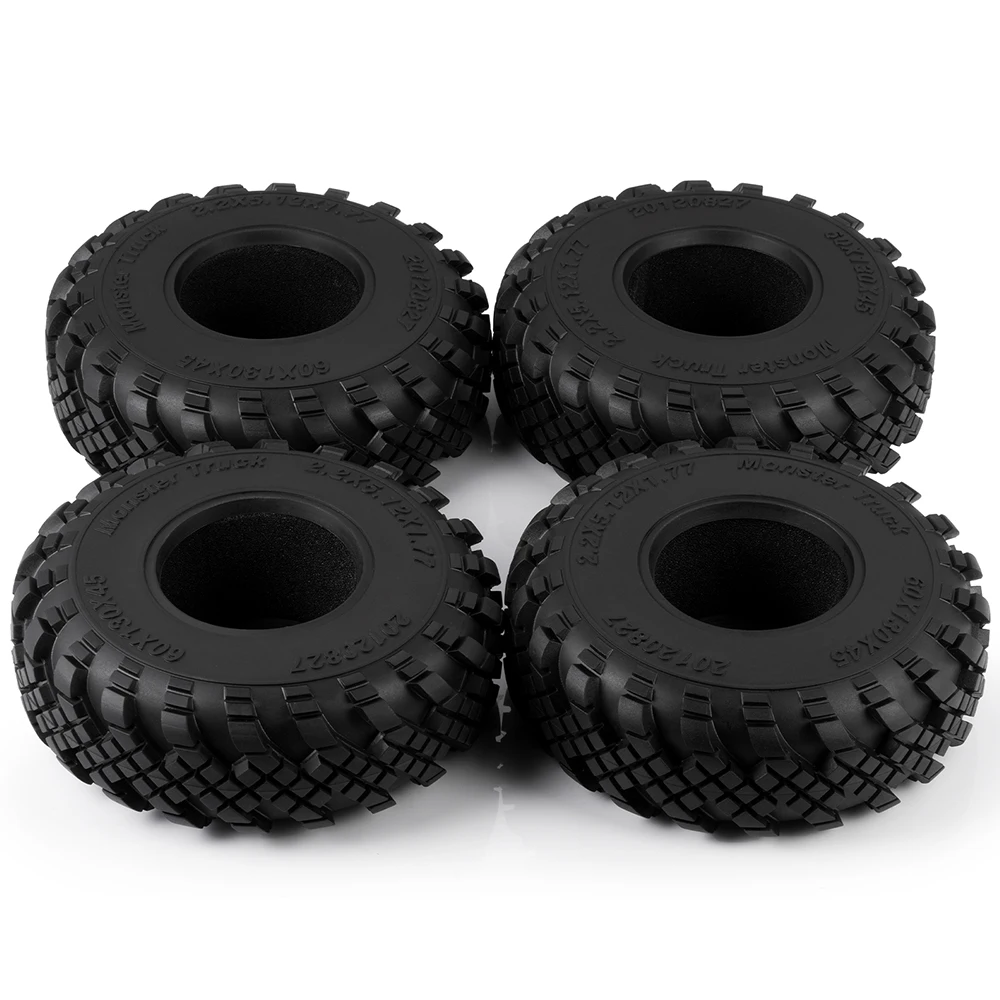 YEAHRUN 1/4Pcs 2.2 inch 130mm*45mm Rubber Wheel Tires for TRX-4 Axial SCX10 II 90046 1/10 RC Rock Crawler Car Upgrade Parts