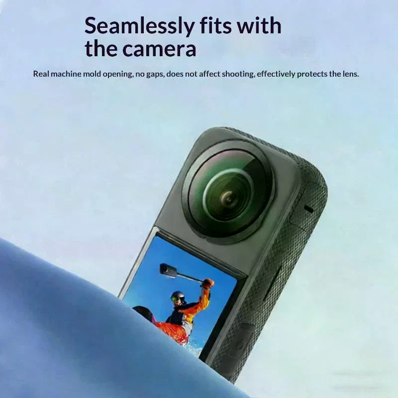 Silicone Lens Protector Case for Insta360 X4/X3/X2, Protective Frame & Carrying Cap Cover Accessories