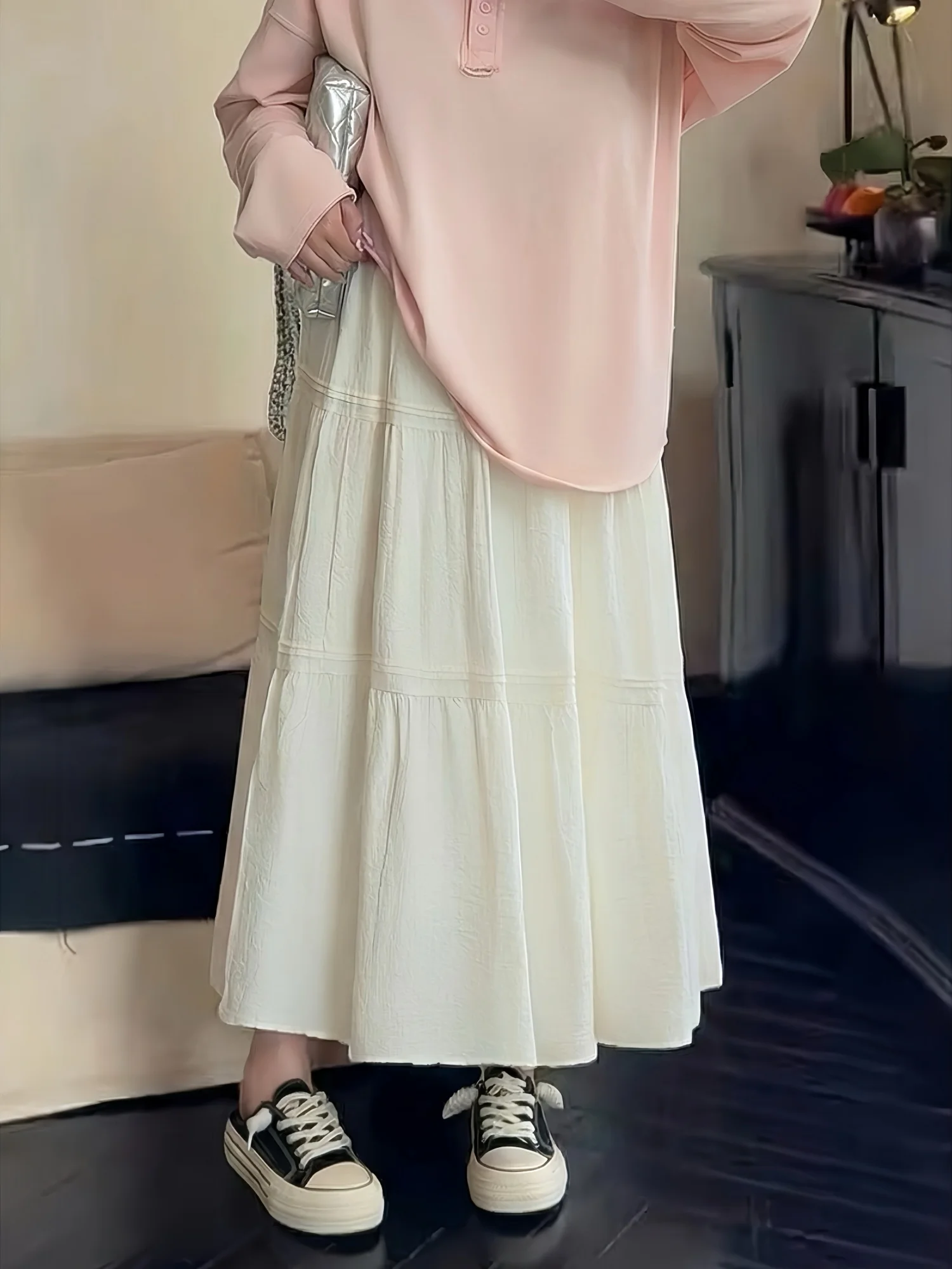 

High Waist Thick Sister Large Size Women's Skirt Pear Body Shape Slimming Design Spring New Style Cake Skirt QZC16892H