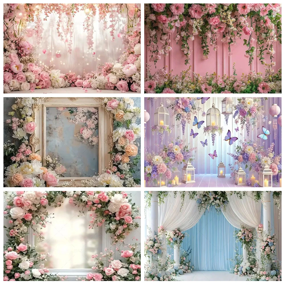 

Floral Flowers Bridal Shower Photography Backdrop Spring Scenery Newborn Baby Shower Birthday Wedding Portrait Background