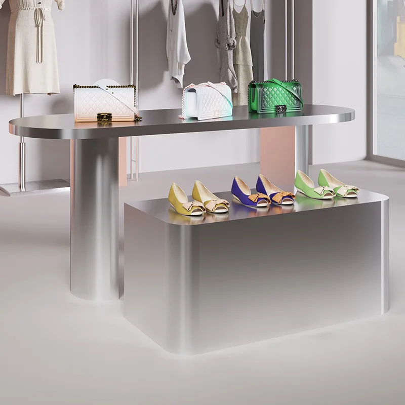 Clothing store Nakajima Tailiutai shoe store boutique display table in the middle of the live stream product high and low displa