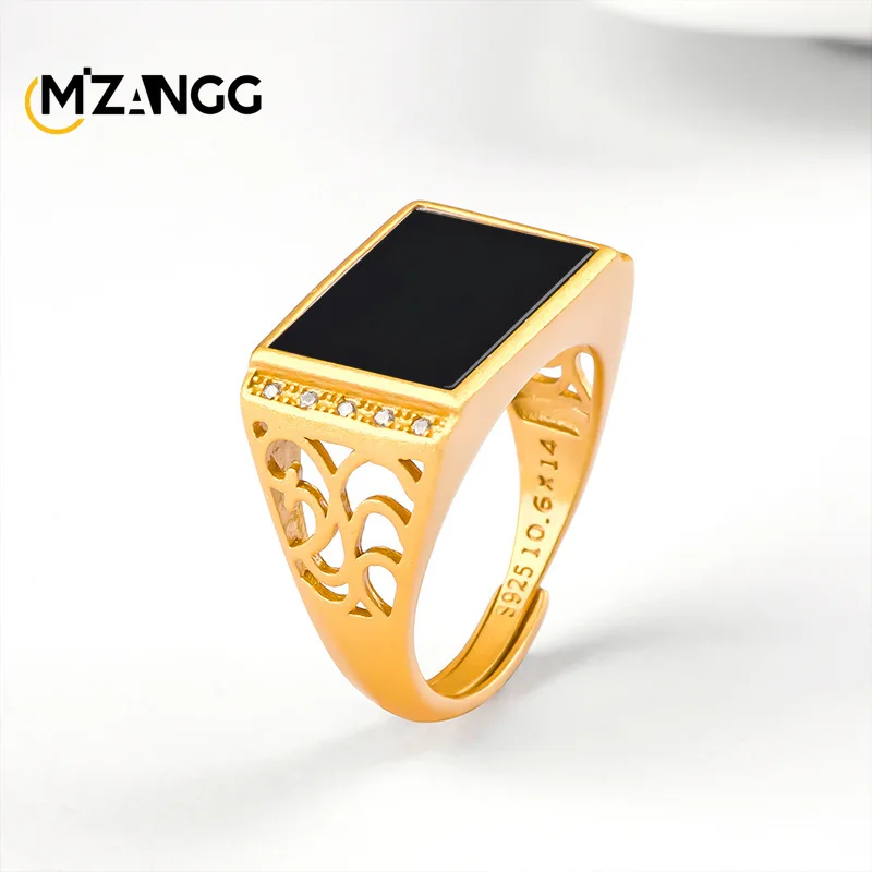 

Натуральный черный жадеит, жадеитовое кольцо-седло класса А, стерлинговое серебро, модное очаровательное регулируемое кольцо, мужской подарок