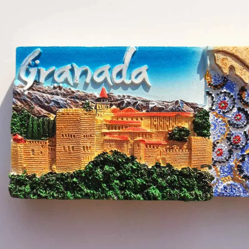 Granada 3D refrigerator magnets Travel souvenirs Refrigerator magnets Decoration supplies Collection Arts and crafts gifts