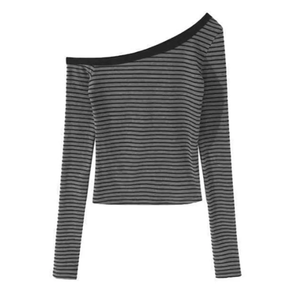 For Streetwear Y2K Crop Top Streetwear Outfit Black As Pictures Show Skew Collar Crop Silhouette Regular Length