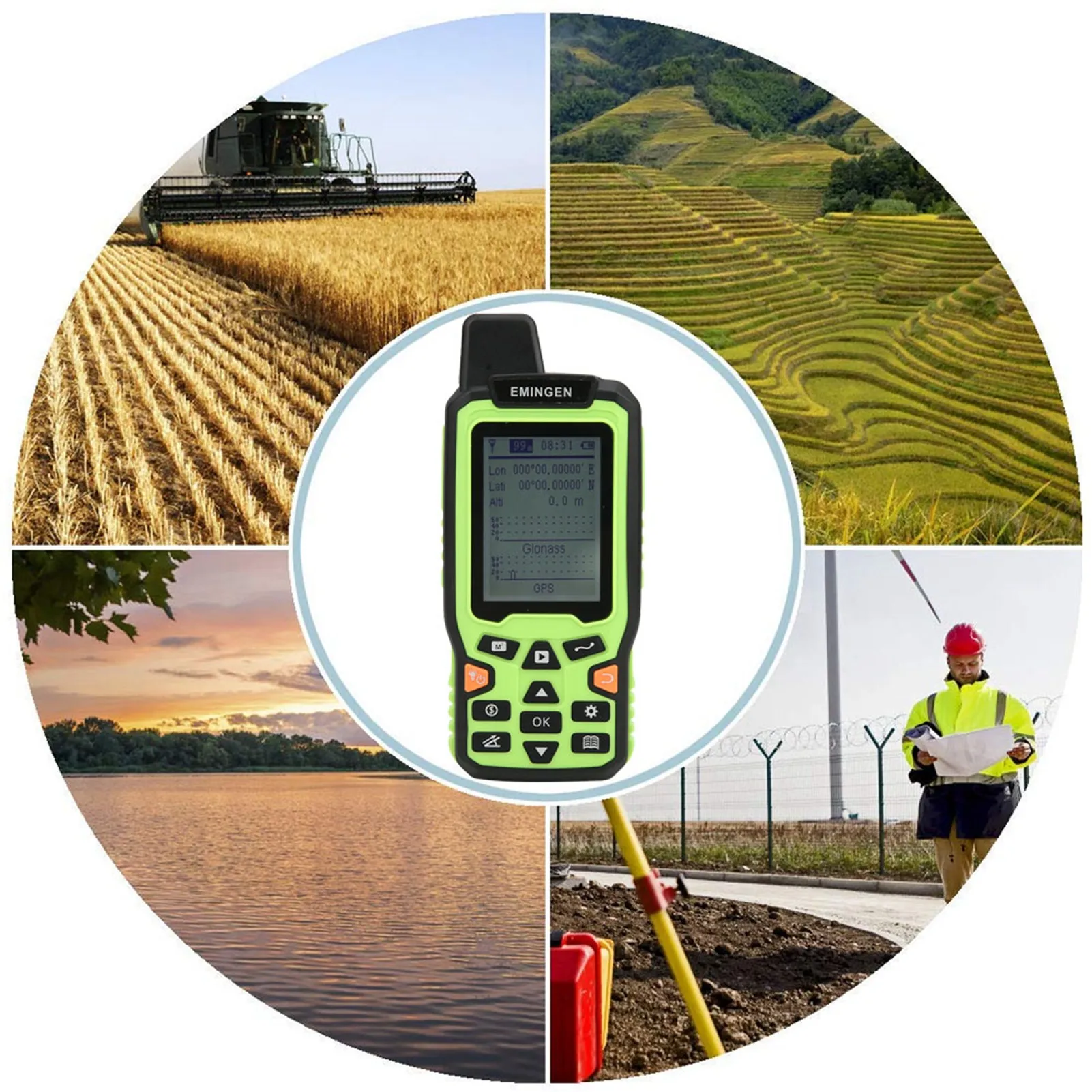 EM90 Mini Portable High Precision Handheld GPS Land Area Meter Land Survey Measuring Instrument US Plug 100‑240V