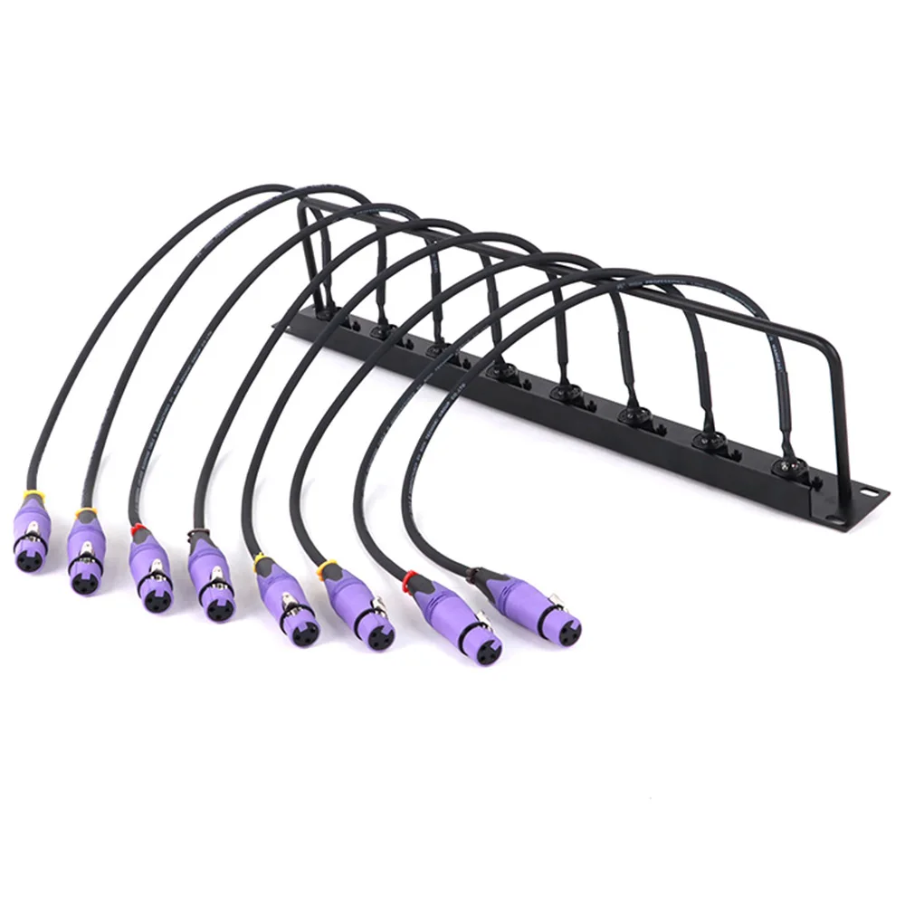 Customized 8-Way 1U Cabinet XLR Audio Jumper Rack,8-Hole Panel 3Pin XLR Female MIC Socket to 3Pin Female XLR Audio Cable