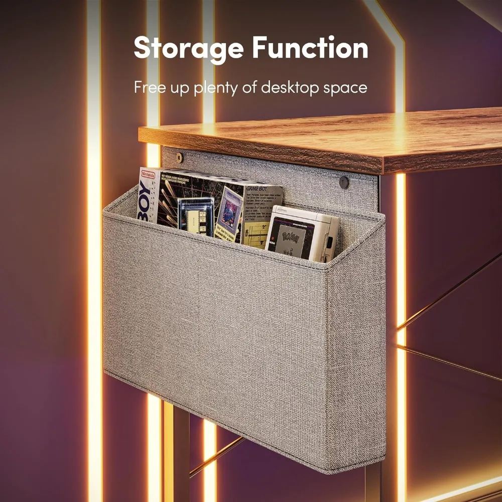 L Shaped Gaming Desk, 47.2 inch Computer Corner Desk with Monitor Shelf for Home Office Study Writing Workstation, Rustic Brown