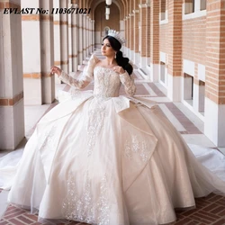 EVLAST Customized Ivory Quinnceanera Dress Ball Gown Shiny Applique Beading Bow Tiered Corset Sweet 16 Vestidos De 15 Anos SQ660