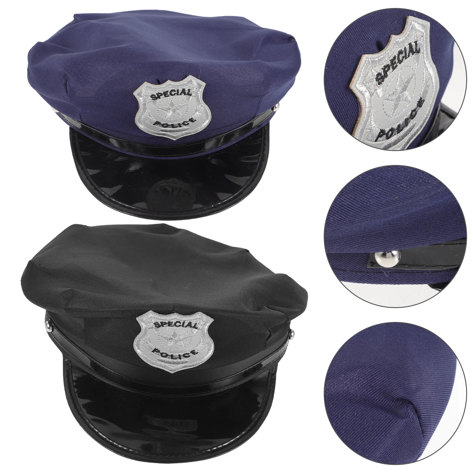 2 Pcs Police Cap Hats Cop Accessories Women Cosplay Officer Costume Twill Fabric Unisex Stage Performance Miss