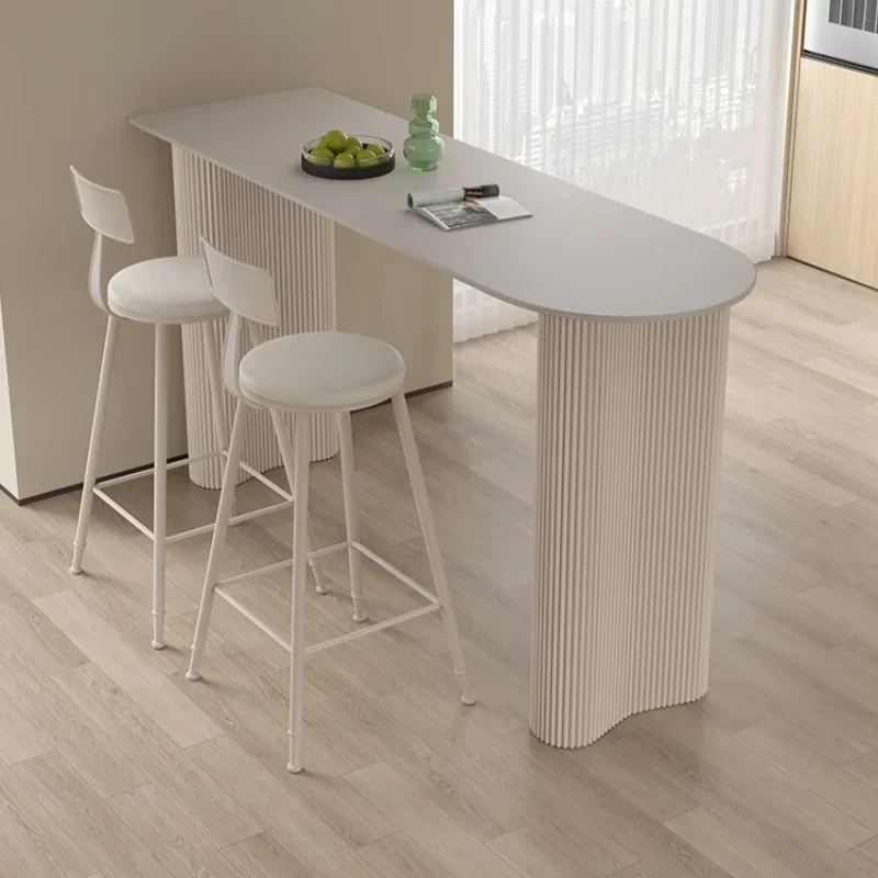 #Elegant Bar Table Against Wall Rock Slab Space Saving Compact Design for Small Apartment Balcony Kitchen Luxury Pub