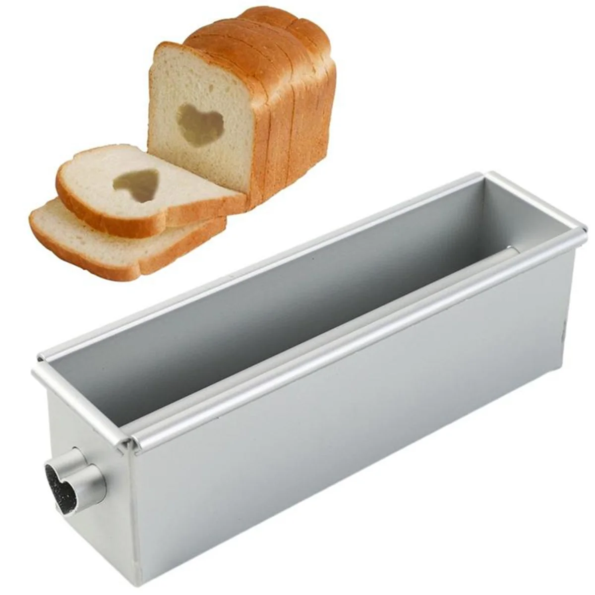 Long Cake Baking Pan Flowing Heart Cake Mold Aluminium Alloy Square Bread Loaf Pan with Center Tube DIY Cake Tools-A