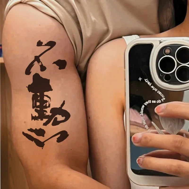 30pcs/set Fake Tattoo Stickers Black Chinese Characters Letters Temporary Waterproof Tattoos Painting for Men Woman Arm Chest