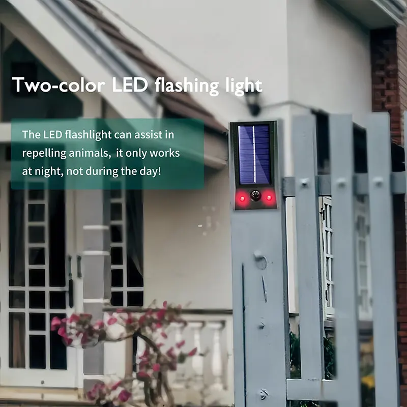 Solarbetriebener Tiervertreiber für Innen- und Außenbereich, Ultraschall-Vogel-, Mäuse- und Hundeschutz mit LED-Blinklicht für Bauernhof, Garten und Hof – Detail 2