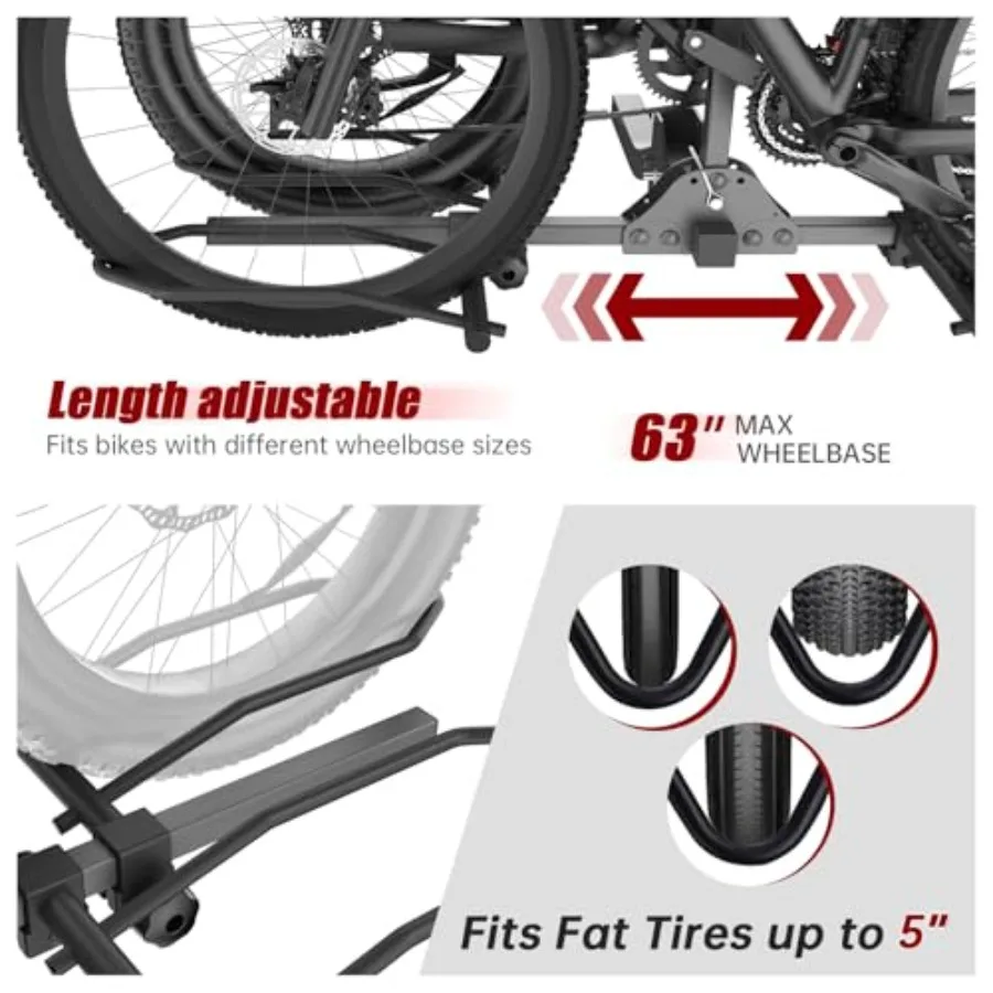رف دراجة عالي التحمل للسيارة وسيارات الدفع الرباعي مع توافق وصلة 2 بوصة مثالي للشاحنات وRVs يدعم ما يصل إلى 160 رطل مصمم لـ ebi #3