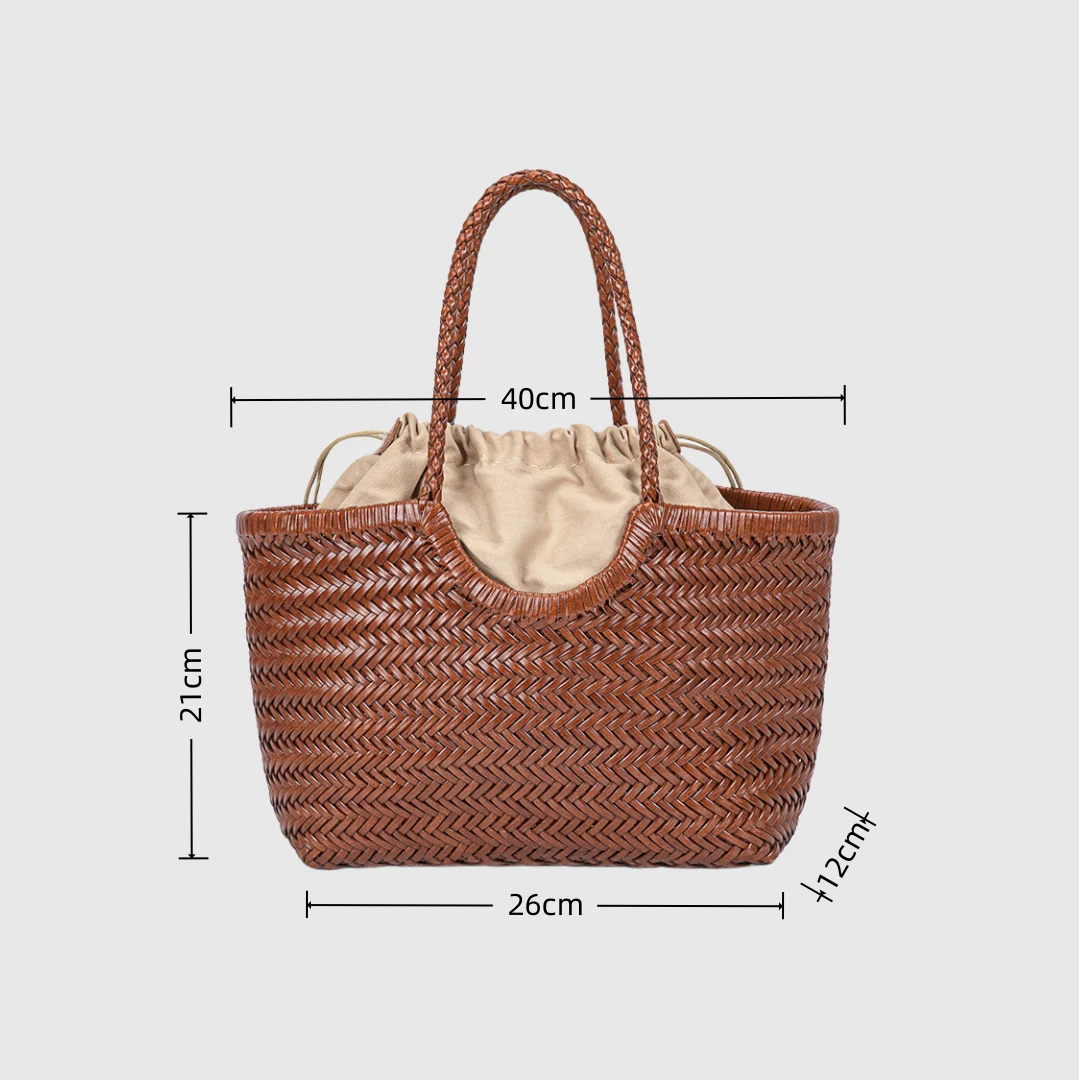 VGOOCI 여성용 빈티지 핸드 니트 디자이너 스플릿 가죽 대형 숄더 백 우아한 핸들 여성 토트 럭셔리 브랜드 핸드백