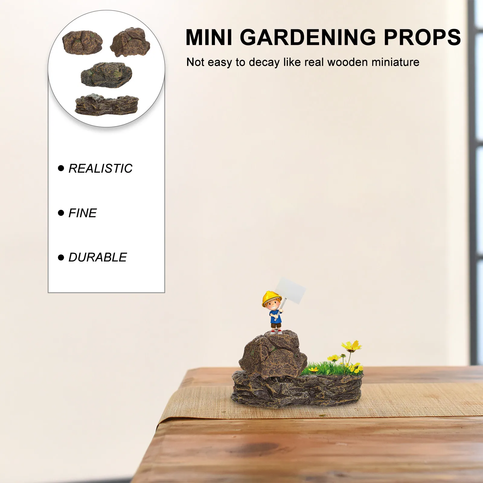 4Pcs Simulation Stones Adornment for Miniature Garden Decor Micro Landscape Fairy Garden Craft Sand Table Scene Props Bonsai