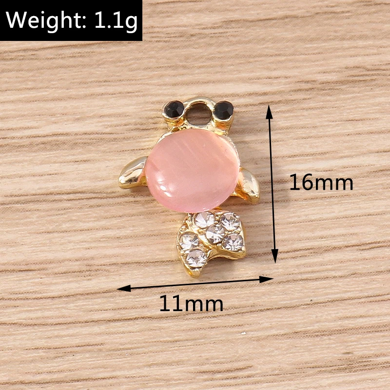 10 Stück niedliche Kristall-Metall-Schildkrötenanhänger für die Schmuckherstellung, Halsketten, Ohrringe, Armbänder, DIY-Bastelzubehör – Detail 7