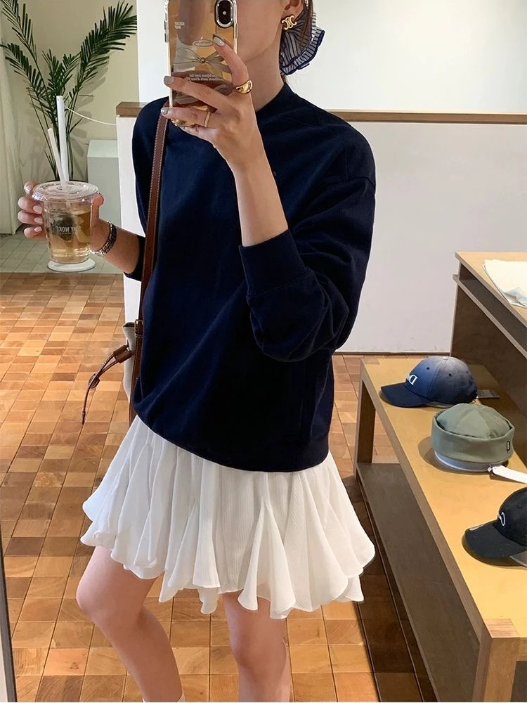 Francês branco irregular plissado mini saia 2025 verão elástico de cintura alta fofo a linha saias sólidas versátil faldas