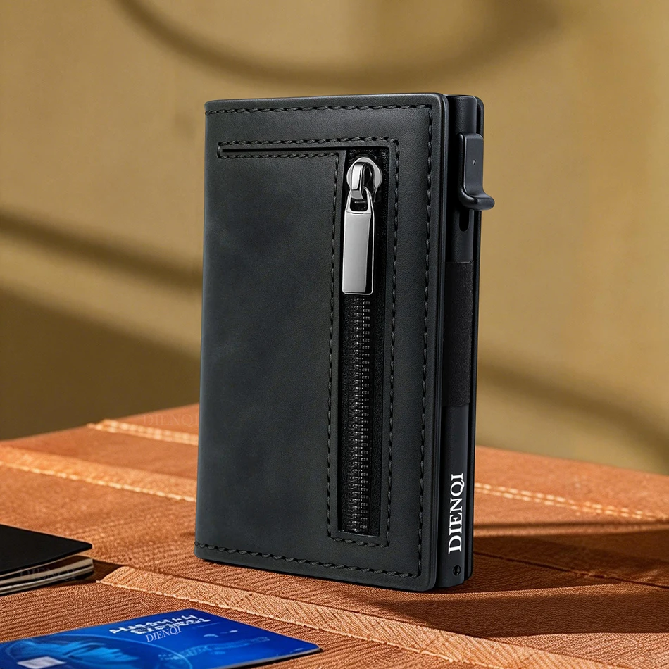 Pop Up Credit Card Holder Rfid Men's Magnetic Wallet Slim Thin Minimalist Wallets Bank Cardholder Aluminium Case Vallet for Men