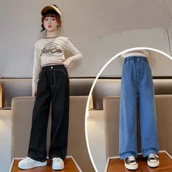 Wide Leg Jeans for Girls 6 8 9 10 11 12 14 Years Spring Autumn Loose Vintage Straight Retro Pants Fashion Teenage Kids Trousers