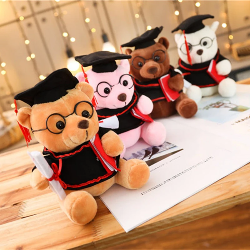 1Pc Graduation Bear Dolls Kids Adults Birthday Gifts Student Doctor Bear Toys Graduate Boys Girls Cute Stuffed Animal Pendant