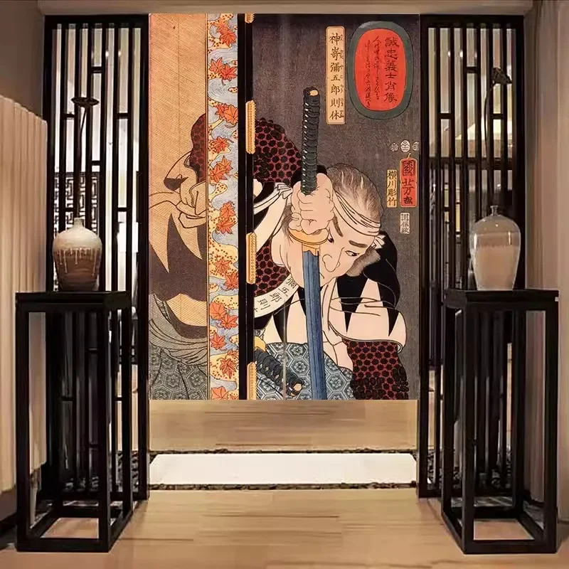 Japanese Worrior Pattern Door Curtain, Restaurant and Hotel, Home Decor, Wall Upholstery