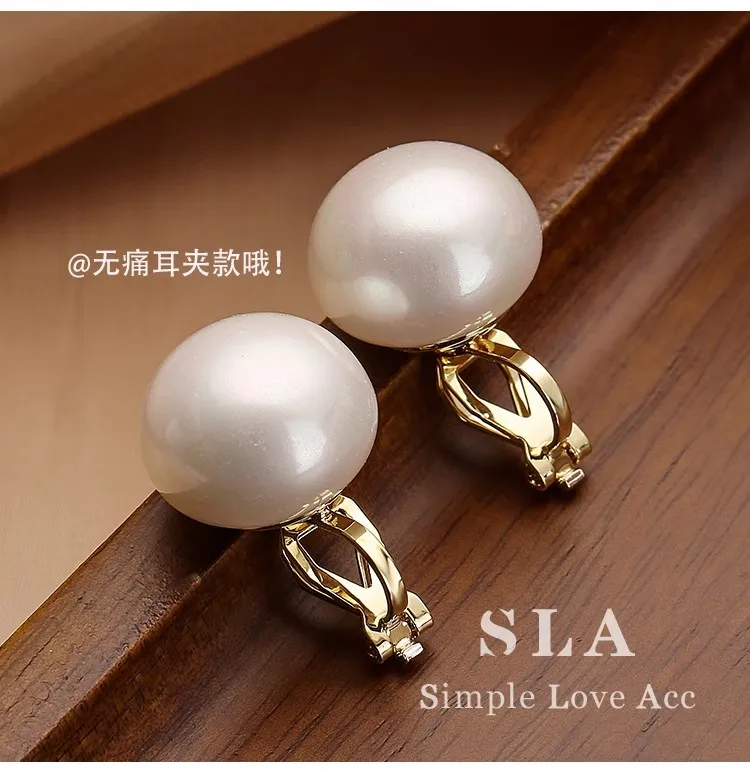 Yessy Vee Women Clip Earrings Oval Pearl 1.6cm Earrings Female no Ear piercing New Arrival