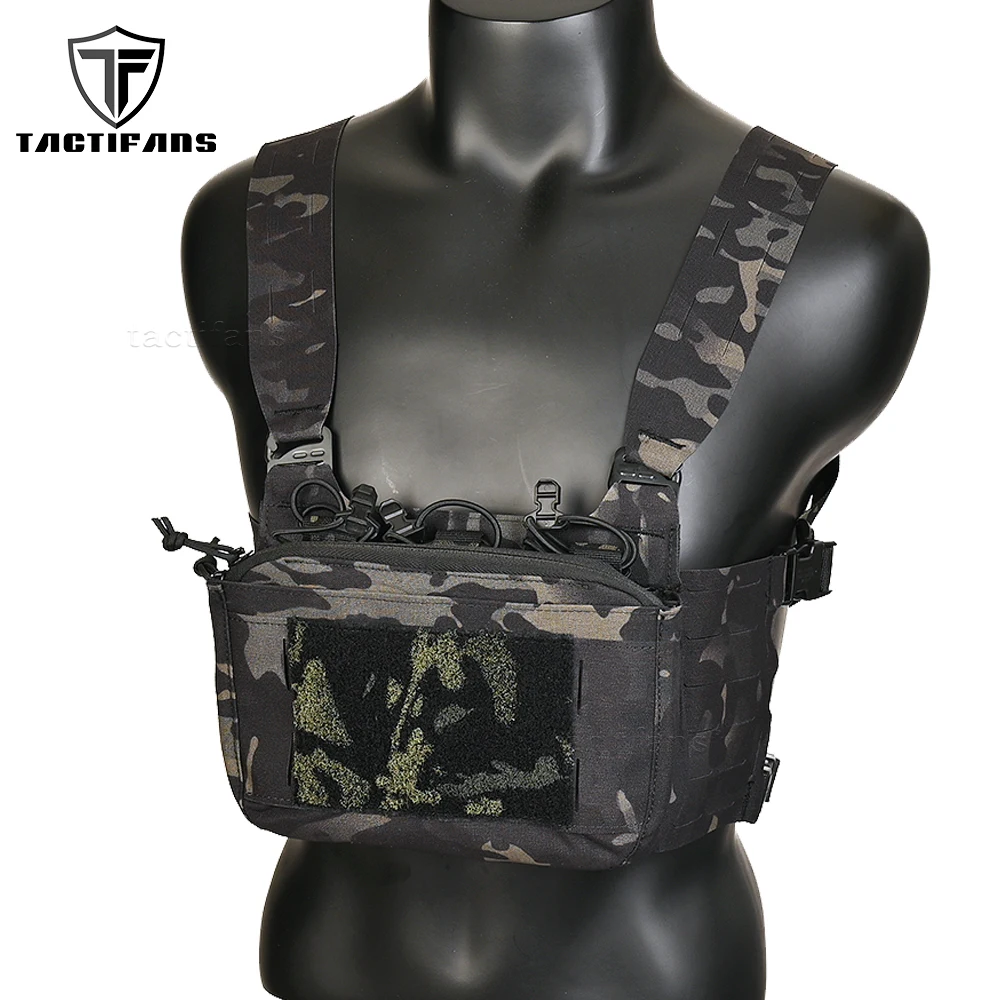 Tactical Vest Hook Loop Laser Cut MOLLE Hunting Chest Rig Wide H Harness G-Hook DOPE Front Flap Pouch Mag Insert Kangaroo Pack