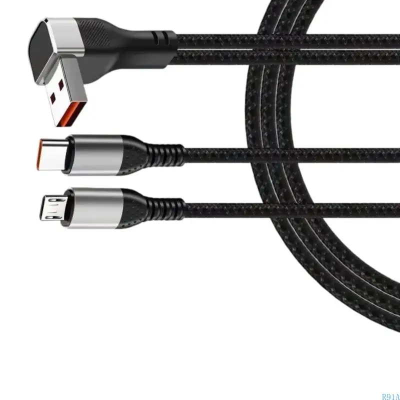 R91A potente cavo ricarica doppia USB/Tipo C da 66W per smartphone e laptop