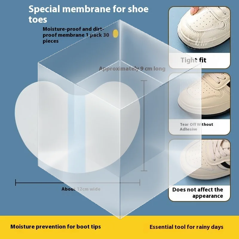 30Pcs Transparent Shoe Toe Rain Stickers Waterproof Anti Dirt Protector for Sneakers School Sports Use