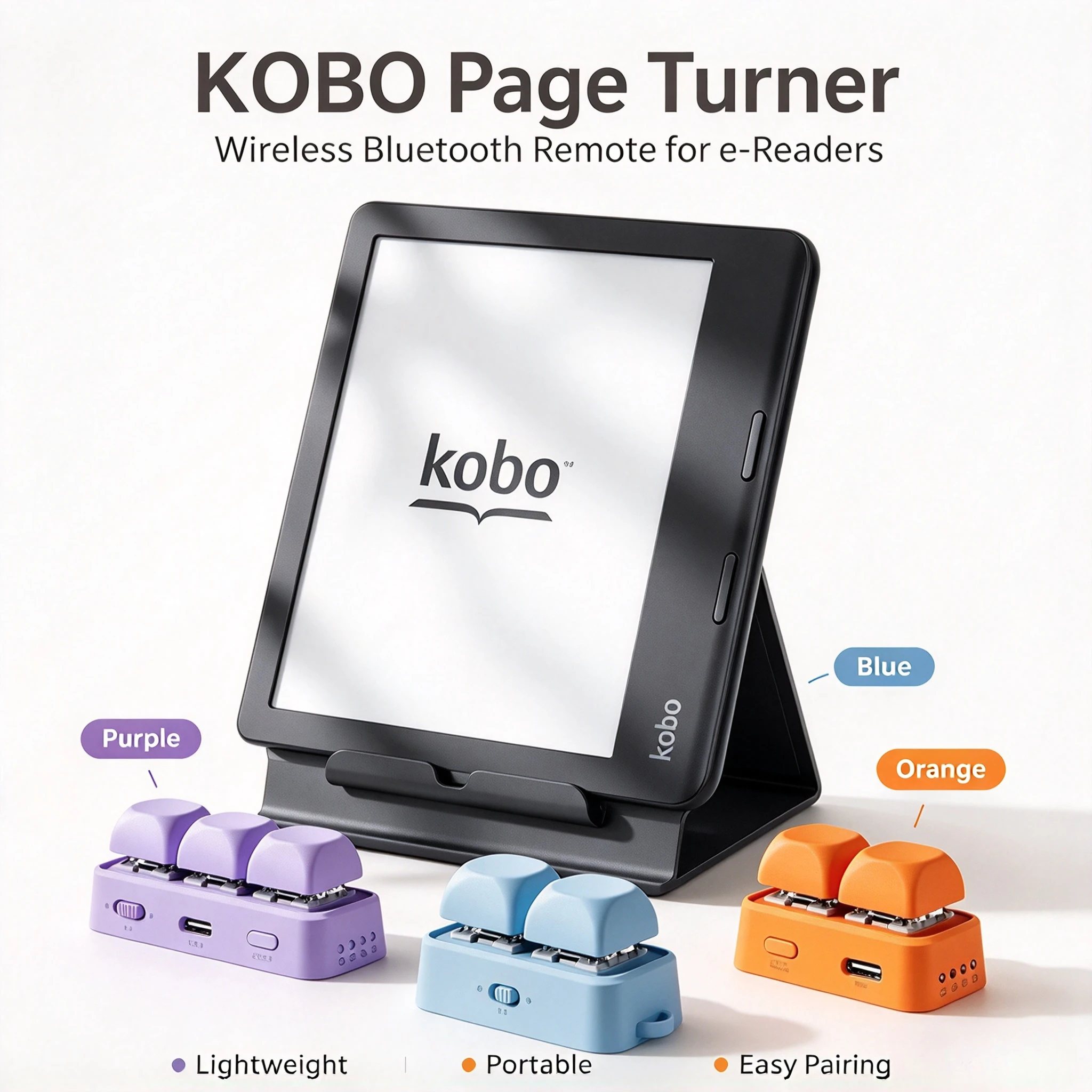 For Kobo E-Reader Free3 2026 Free2 Bluetooth Page Turner Hands Free Page Flipper Keyboard Wireless Page Turning Remote