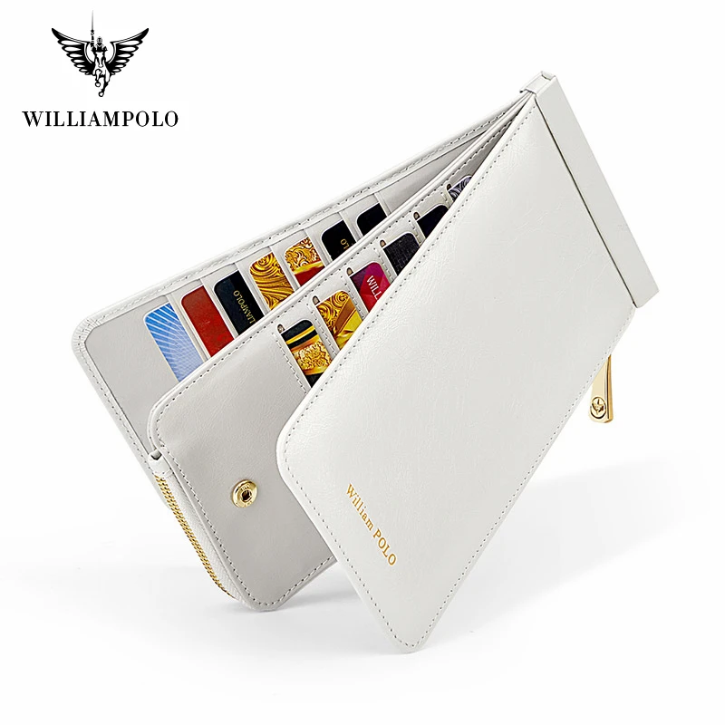 Imagem -02 - Williampolo-marca de Luxo Bolsa de Embreagem para Mulheres Porta-moedas Zipper Bolsa Titular do Cartão Carteira Designer Carteiras Clássicas de Dinheiro