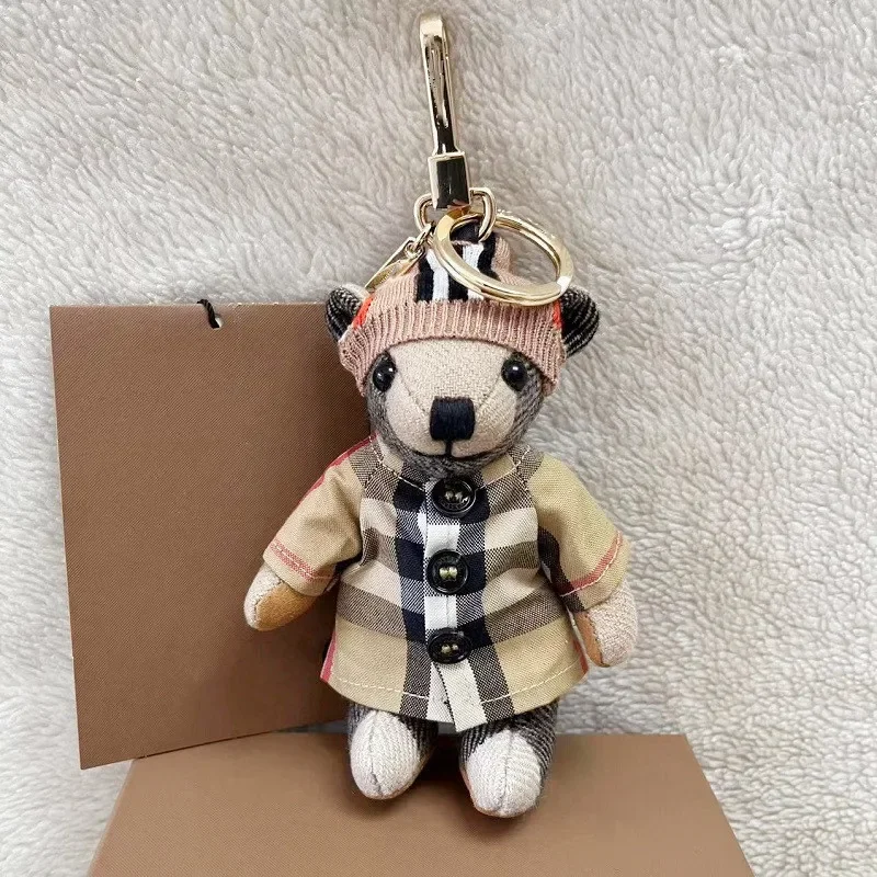 

New Basic Trench Coat Bear Charm: Cashmere Plaid Handmade Teddy Bear, Car Ornament, Keychain, Bag Pendant