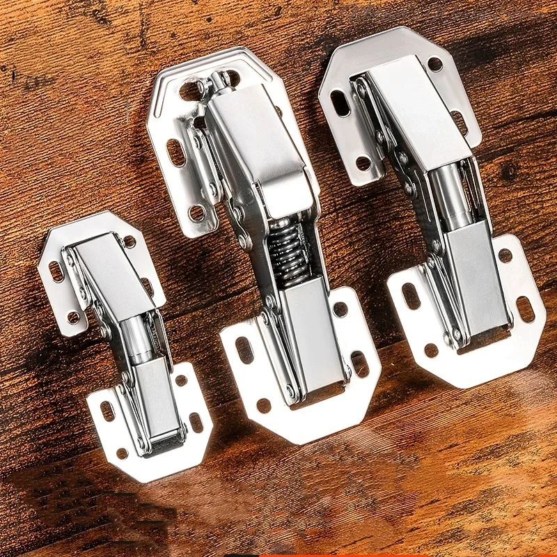 1PCS 90 Degree Cabinet Hinges No-Drilling HoleHydraulic Buffer Hinge Kitchen Cabinet Cupboard Hinges Furniture Hardware