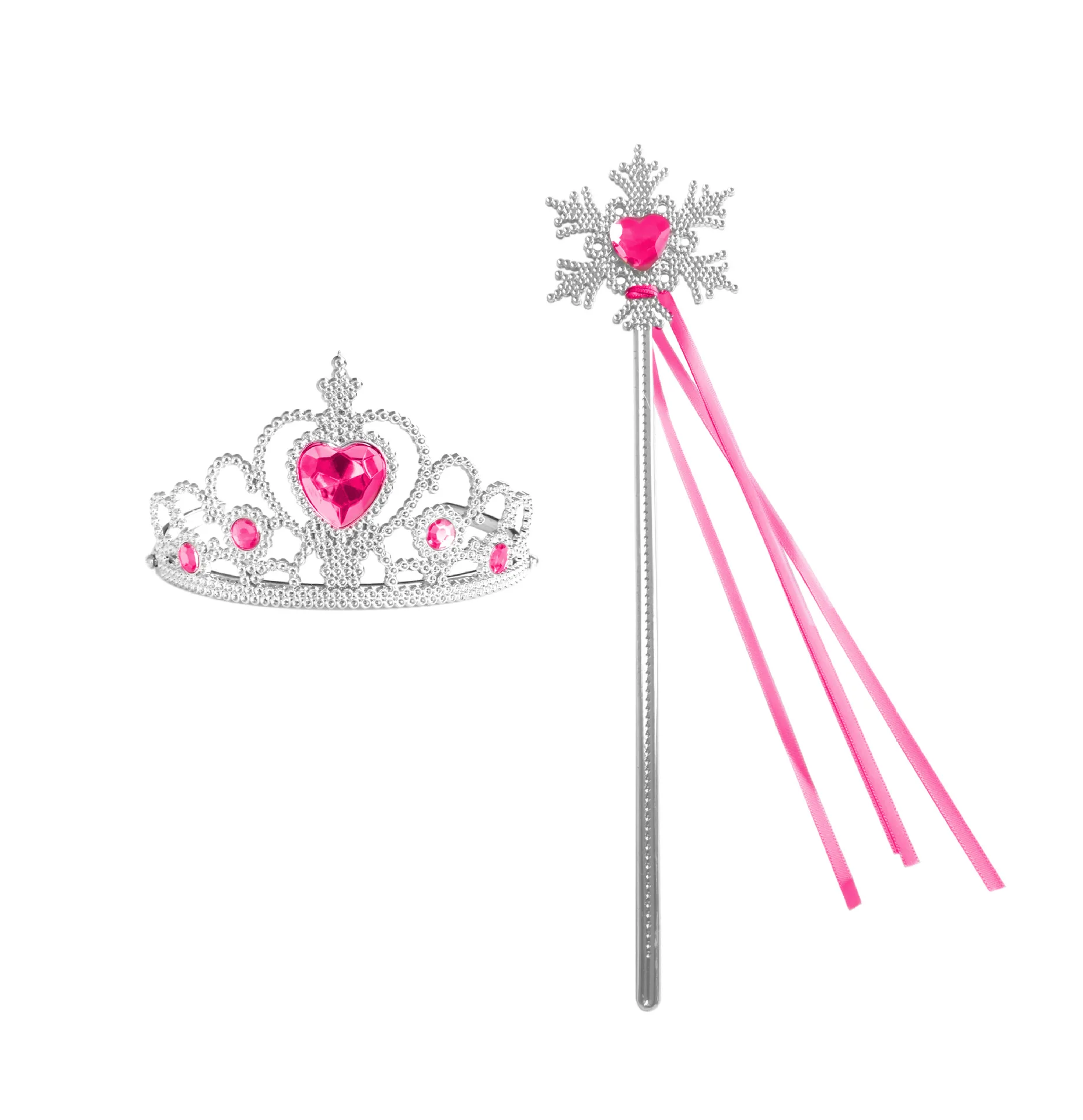 Frozen Crown Hair Accessories Set Princess Accessories Children's Peach Heart with Diamond Crown Magic Wand