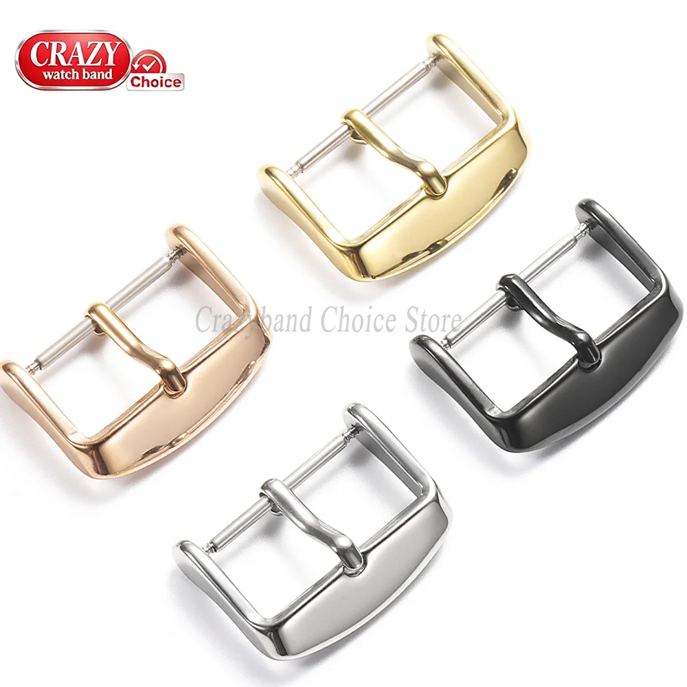10 12 14 16 18 20 22 24mm Watch Buckle Stainless Steel Pin Clasp for Leather Nylon Watchband Universal Silver Button Accessories