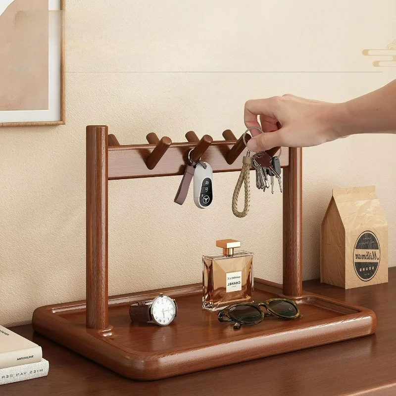 Solid Wood Entry Table Decorative Tray Door Key Hanger Storage Porch Rack Glasses Watch Display Rack Shelf Decor Home Decor