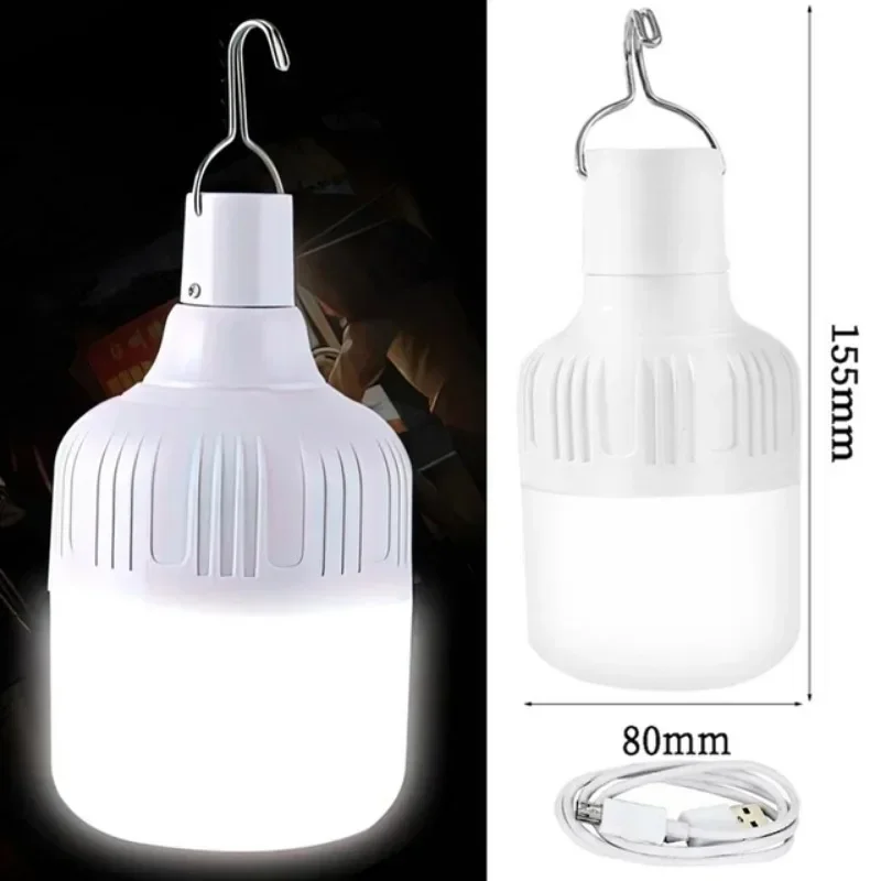 Portable Emergency Lights USB Rechargeable LED Lantern with Hook Outdoor Camping Fishing Light Adjustable Tent Lamp Light Bulbs