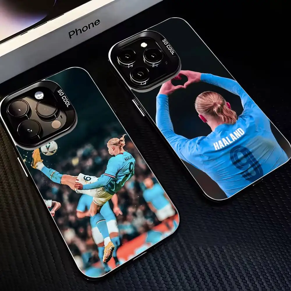 Football E-Erling H-Haaland Phone Case For iPhone17,16,15,14,13,12,11 Plus,Pro Max Black Matte Shockproof Cover