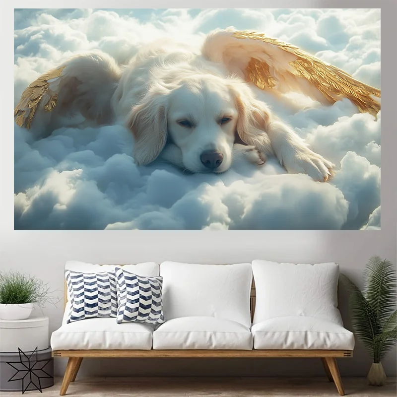 Cloud Angel Golden Retriever Digital printing polyester wall tapestry suitable for use in living rooms bedrooms bars and party