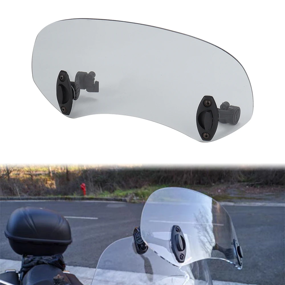 Clear Motorcycle Windshield Extension Adjustable Spoiler Clamp-On Windscreen Deflector For BMW Kawasaki Yamaha Honda Suzuki