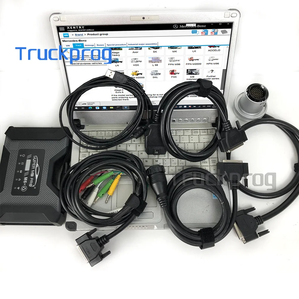 Thoughbook CF C2 Laptop+Super MB Pro M6 Star Wireless DoIP Car Truck Diagnosis Tool For Benz MB Trucks 12V Car 24v Diesel Truck