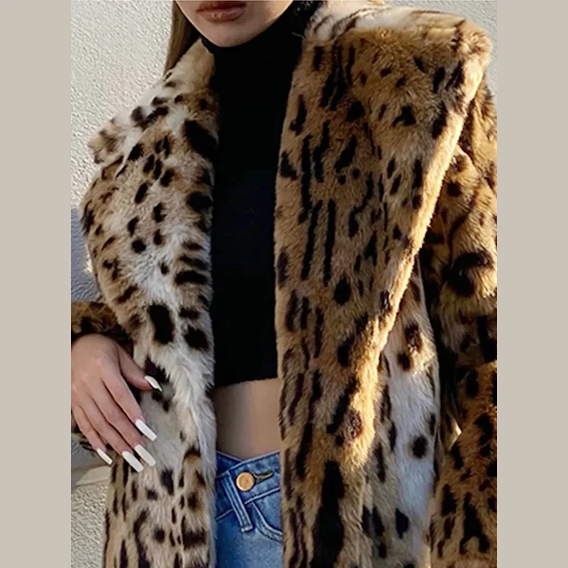 Winter Lange Warme Dicke Leopard Flauschigen Faux Pelzmantel Frauen Tiger Print Runway Lose Luxus Designer Kleidung Frauen Mode Mantel