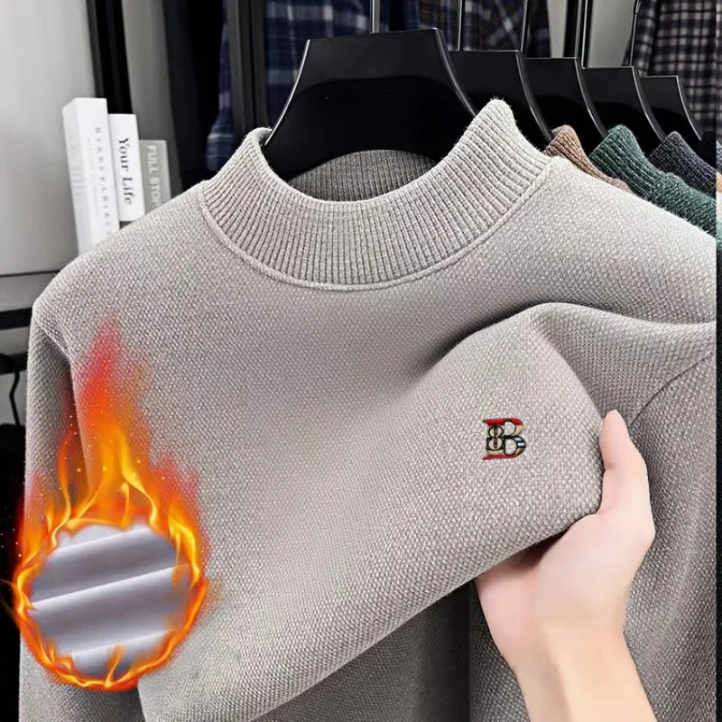 High-End-Marke Samtpullover Herrenmode exquisite Buchstabenstickerei Winter dicker warmer Rundhals-Strickpullover Pullover