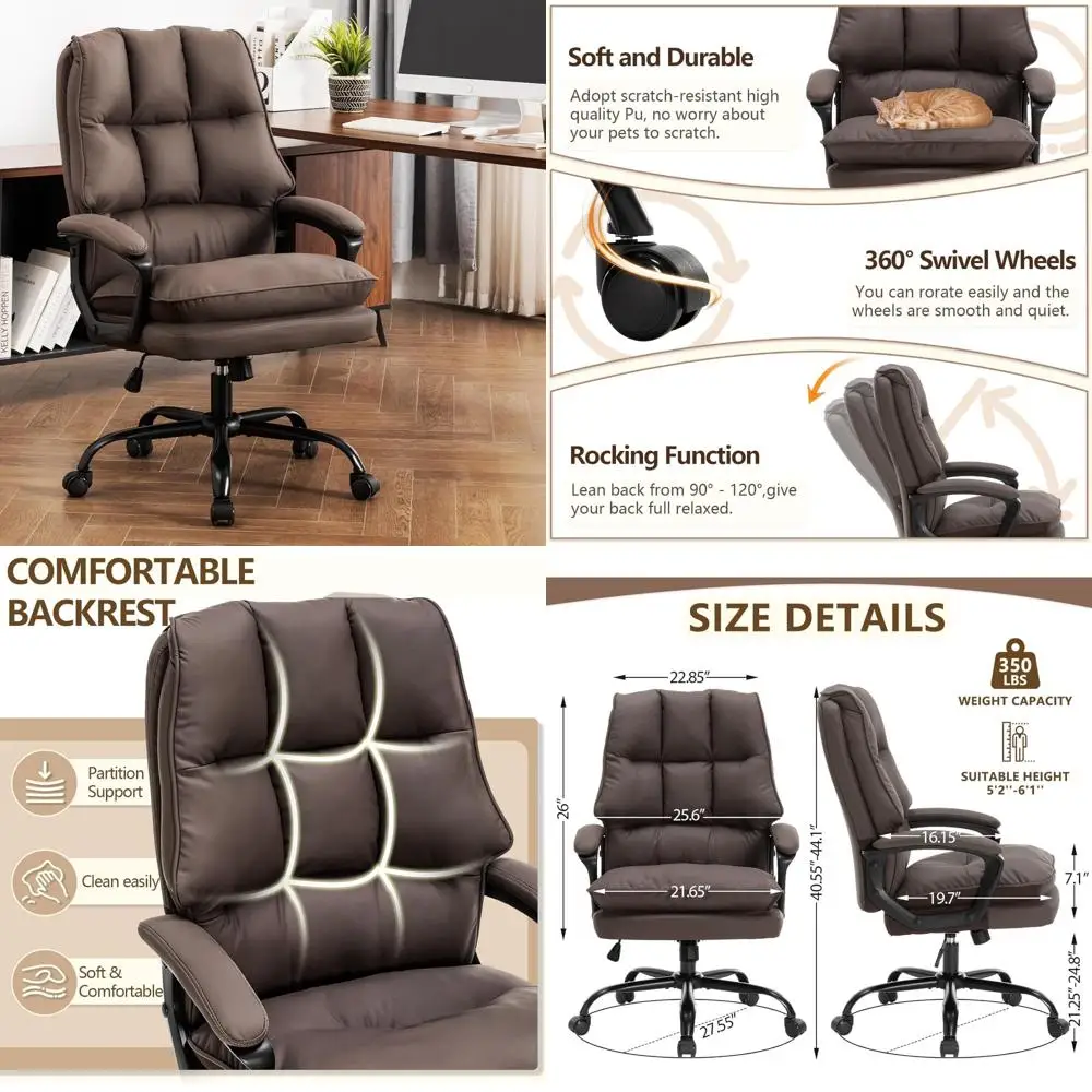 كرسي مكتب مريح مبطن مزدوج لجلسلات العمل الممتدة مع كرسي مكتب تنفيذي بارتفاع قابل للتعديل #1