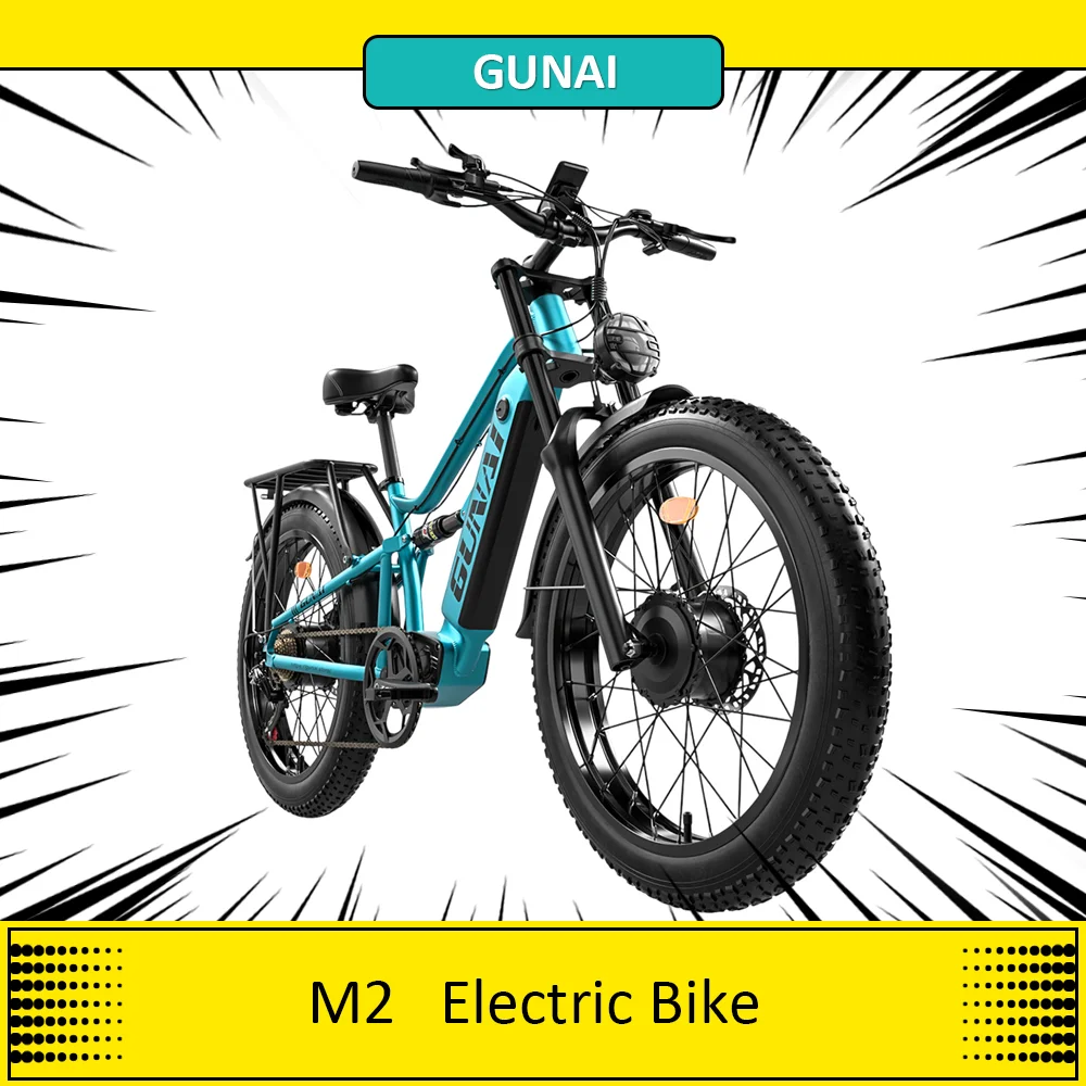 GUNAI-M2 Electric Bike, 2*750W Motor, 48V 17.5AH Battery, 26*4.0 Inch Tires, 60km/h Max Speed, 55km Range, Hydraulic Disc Brake